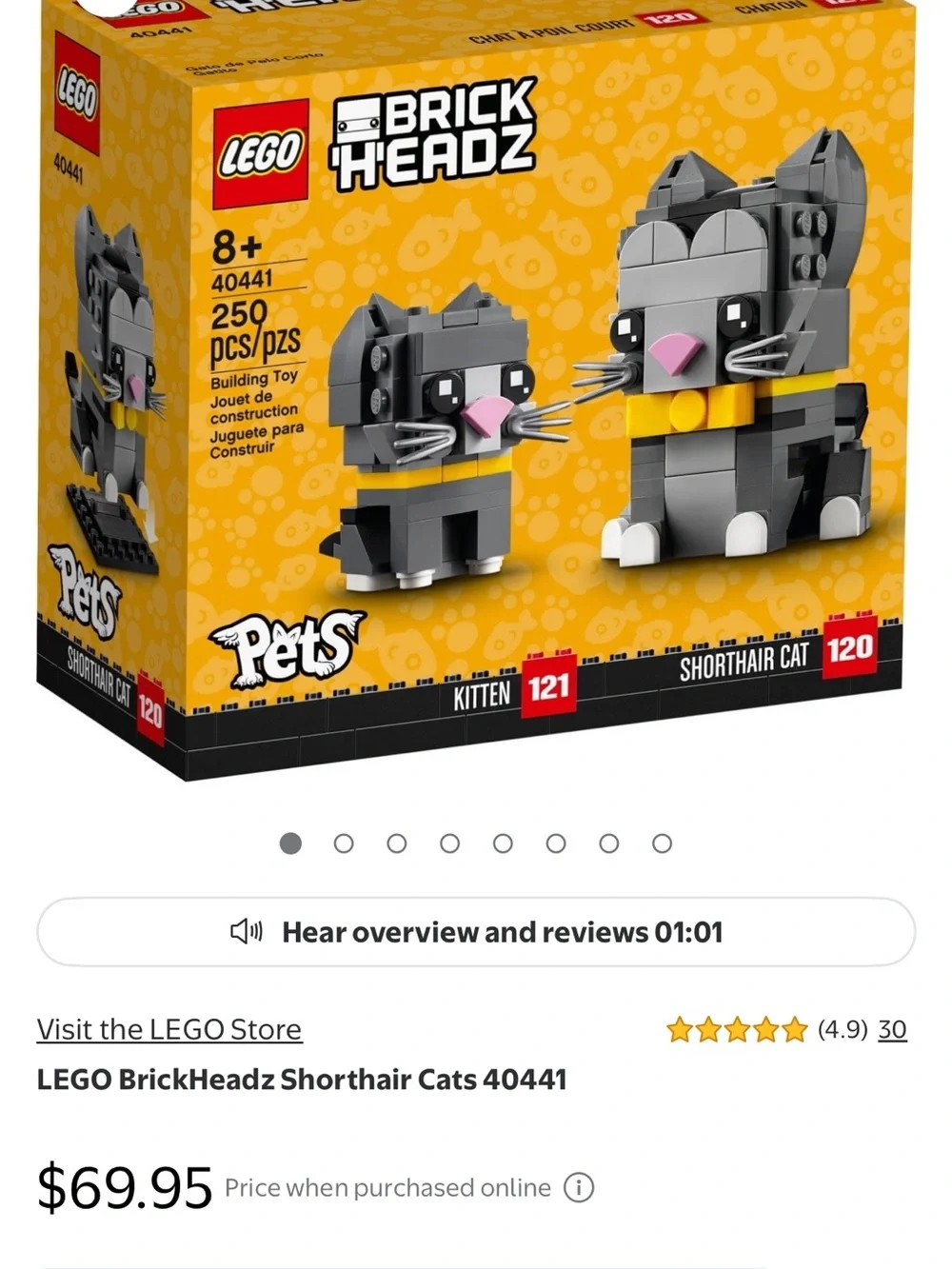 LEGO BrickHeadz Pets Kitten & Shorthair Cat 40441